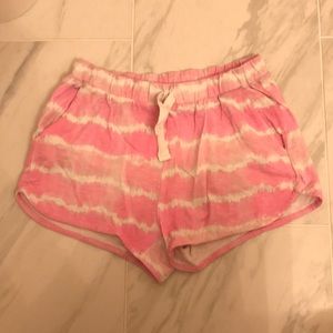 Pink and white striped shorts